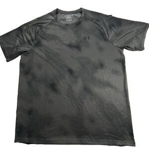 Under Armour Tech Shirt Mens 2XLT Gray Black Lino Print Training Gear UA Tall